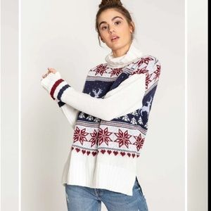 PJ Salvage Fair Isle Ápres Ski Christmas Winter Mock Neck Sweater L